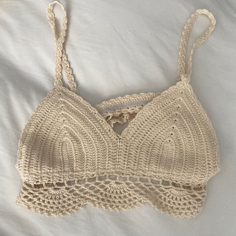 crochet cream tank top, never worn!!